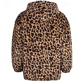 preiswerte Herrenjacken &amp; Herrenmäntel-Herren Winterjacke Fleecejacke Mantel aus Kunstpelz Täglich Urlaub warm Tasche Vlies Herbst Winter Leopard-Druck Modisch Strassenmode Mit Kapuze Standard Gelb Blau Grün Jacken