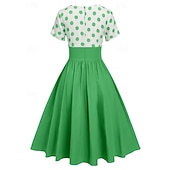 economico Vestiti-Retrò Vintage Anni 1950 Abito vintage Vestito Mascherata Pois Linea ad A Per donna Carnevale Capodanno Mascherata Casual Quotidiano Addio al Nubilato Adulti Vestito