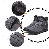 cheap Winter &amp; Snow Boots-Men&#039;s Gray Winter Boots with Zipper Closure, Warm Fleece Lining, and Waterproof Design – Ideal for Outdoor Activities in Cold Weather