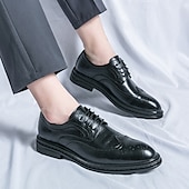 abordables Officiel-chaussures richelieu marron pour hommes avec bout d&#039;aile et semelle en caoutchouc - chaussures formelles classiques pour les affaires, le bureau et les événements spéciaux