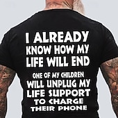 billiga Roliga T-shirts för män-Mäns Rolig grafisk T-shirt &#039;Mina barn kommer att koppla bort min livsuppehållande apparat för att ladda sin telefon&#039; Familjehumor