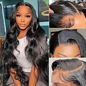 economico Parrucche lace front capelli veri-parrucche frontali in pizzo con onde del corpo capelli umani densità 150% parrucche frontali in pizzo con capelli umani 13x6 per donne