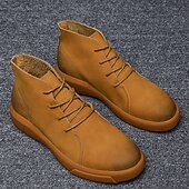 abordables Bottines-bottines décontractées en similicuir pour hommes avec design à lacets, semelle antidérapante confortable, parfaites pour un usage quotidien et des activités de plein air