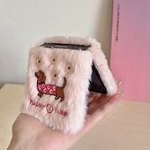 baratos Capa Samsung-telefone Capinha Para Z Flip 7 Z Virar 6 Z Flip 5 Z Flip 4 Z Flip 3 Capa traseira Antichoque Retro Felpudo