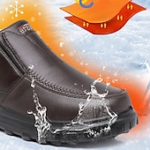 cheap Men&#039;s Slip-ons &amp; Loafers-Men&#039;s Casual Cozy and Warm Faux Leather Slip-on Shoes with Fur Lining - Perfect for Winter Outdoor Activities
