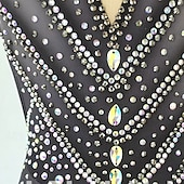 cheap Figure Skating Dresses-Figure Skating Dress Women&#039;s Girls&#039; Ice Skating Dress Gray High Elasticity Training Competition Skating Wear Classic Crystal / Rhinestone Long Sleeve Ice Skating Figure Skating