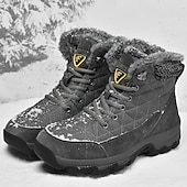 billiga Kängor-Herr Stövlar Snökängor Kängor Vinterkängor Fleecefoder Mocka Nylon Bekväm Halksäker Snörning Svart Grå