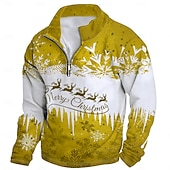 cheap Christmas Animal Outfit-New Year Christmas Men&#039;s Sweatshirt Long Sleeve Vacation Going out Streetwear Light Yellow Dark Yellow Light Blue Gray&amp;White Red2 Print Spring &amp;  Fall Designer S M L XL XXL 3XL