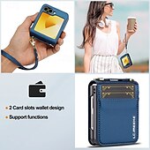 economico Cover Samsung-telefono Custodia Per Samsung Galaxy Z Flip 7 Z Flip 6 Z Flip 5 Z Flip 4 Z Flip 3 Copertura Posteriore con Cordino Slot per Carte Resistente agli urti Retrò TPU Pelle PU