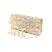 economico Clutch e borsette da sera-elegante pochette da sera con glitter oro - borsa da festa da donna con tracolla a catena e accento decorativo in metallo per matrimoni ed eventi formali