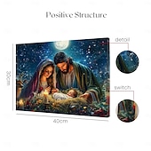 cheap LED Wall Art-Christmas Nativity Scene LED Canvas Wall Art LED Lighted Up Wall Decor 2AA Battery Operated Lighted Canvas Print LED Light Kitchen Bedroom or Home Decor