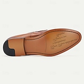 abordables Mocassins en cuir de qualité supérieure-mocassins classiques en cuir marron pour hommes – chaussures habillées à enfiler en cuir de vachette de qualité supérieure pour les occasions professionnelles et formelles