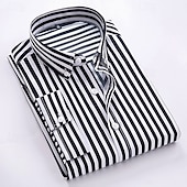 cheap Men&#039;s Button Down Shirts-Men&#039;s Dress Shirt Button Down Shirt Striped Shirt Collared Shirt Wedding Work Black White Red Navy Blue Long Sleeve Collar Clothing Apparel