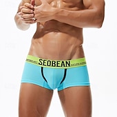 cheap Men's Boxers Underwear-Men's 1 PCS Boxers Underwear Boxer Shorts Patchwork Nylon Breathable Soft Comfortable Letter Mid Rise Black White