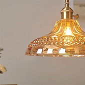 voordelige Hanglampen-retro messing glazen hanglamp amberkleurig dik materiaal glazen kroonluchter geblazen glazen plafondlampen met verstelbaar snoer