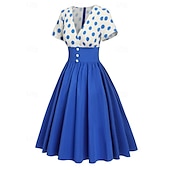 economico Vestiti-Retrò Vintage Anni 1950 Abito vintage Vestito Mascherata Pois Linea ad A Per donna Carnevale Capodanno Mascherata Casual Quotidiano Addio al Nubilato Adulti Vestito