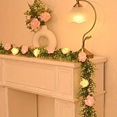 お買い得  電池式-バレンタイン ガーランド ストリング ライト 1.8m 20LED 電池式 フェアリーライト バラ 吊り下げ つる 人工ガーランド 緑化 結婚式 クリスマス パーティー 自宅 背景 壁 テーブル 庭 バルコニー 装飾