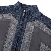 preiswerte Herren Strickjacke-Herren Strickjacke Kleid Pullover Zip Pullover Reißverschluss Pullover Jacke Fleece Pullover Gerippt Stricken Standard Tasche Strick Farbblock Ständer Warm-Ups Casual Freizeitskleidung Bekleidung