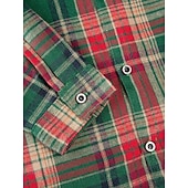 abordables camisas de franela-Men's Shirt Flannel Shirt Overshirt Christmas Shirt Black Green Coffee Long Sleeve Plaid Hooded Outdoor Street Clothing Apparel Fashion Casual Comfortable