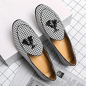 preiswerte Lässig-elegante Herren-Loafer mit Hahnentrittmuster und Quaste - perfekt für Hochzeiten und Partys