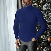 voordelige basis t-shirts-Voor heren T-shirt Coltrui Shirt met lange mouwen Lange mouw Opstaand Herfst winter Effen Lichtgewicht Klassiek Casual Klassiek Buiten Casual Sport Zwart Wit Grijs Top T-shirt voor mannen