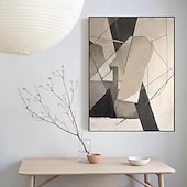 billiga Stilleben-stor abstrakt canvaskonst handgjord grå minimalistisk abstrakt målning handmålad nordisk abstrakt målning för vardagsrum abstrakt målning boho abstrakt väggkonst på duk stor canvasmålning
