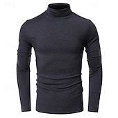 billige grunnleggende t-skjorter-Herre T skjorte Turtleneck skjorte Langermet skjorte Langermet Rullekrage Vår &amp; Vinter عادي Mote Designer Fritid Klassisk Gate Sport Ferie Lyseblå Marineblå Svart Topp T-skjorte for menn