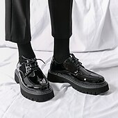 abordables Semi-formel-chaussures oxford à plateforme en similicuir verni pour hommes avec semelle crantée épaisse - chaussures formelles et décontractées élégantes pour le bureau, les événements et les fêtes