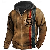 economico felpe con zip da uomo-Per uomo Stampe astratte Felpa con cappuccio Felpe Felpa Felpa con cappuccio a zip intera Manica lunga Felpa con cappuccio Con cappuccio Streetwear Stampa 3D Sportivo Giornaliero Sport Marrone