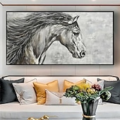 preiswerte Tiergemälde-Ölgemälde „Pferd“, handgemalt, abstraktes Tier-Ölgemälde auf Leinwand, modernes Ölgemälde, Pferd, Tier, handgemalt, großes Tiergemälde, Wandkunst, Gemälde für die Heimdekoration