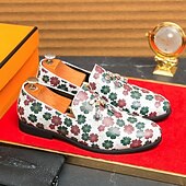 billiga Tillfällig-loafers med vitt blommönster för män med tofs och guldaccent – snygga vardags- och semiformella skor för moderiktiga outfits