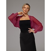 abordables enveloppes d&#039;invité de mariage-boléro en maille protection solaire manches longues bouffantes transparent cache-épaules boléro en tulle organza de mariée mode invité de mariage écharpe femme tout-assorti printemps&amp;amp;robe d&#039;été