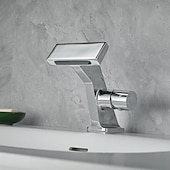 baratos Torneiras de Lavatório de Casa de Banho-Torneira pia do banheiro - Cascata Galvanizar Conjunto Central Monocomando e Uma AberturaBath Taps