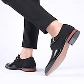 economico Semi-formale-scarpe da uomo con cinturino alla caviglia in pelle sintetica e pelle scamosciata bicolore – eleganti scarpe eleganti con fibbia per occasioni formali
