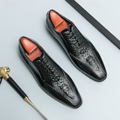 baratos Formal-sapatos oxford masculinos bronze metálico com padrão de crocodilo e detalhes perfurados - calçados formais elegantes para casamentos, festas e eventos empresariais