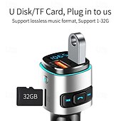 お買い得  車用Bluetoothキット/ハンズフリー-bc41 車用 mp3 プレーヤー 車載充電器、qc3.0 急速充電、カラフルなアンビエント ライト、FM トランスミッター、デュアル USB ポート