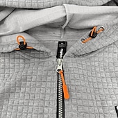 baratos hoodies básicos dos homens-Homens Moletons Waffle Moletom Tático Preto Verde Claro Cáqui Com Capuz Tecido Zíper Bolsos Trabalho Desportos e Ar livre Casual Roupa de rua Básico Casual Primavera &amp; Outono Estações Cruzadas Roupa