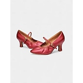economico Scarpe per balli latini-scarpe mary jane dorate da donna con tacco basso e suola in morbida pelle scamosciata – comode calzature da ballo con cinturino regolabile per eventi formali e balli da sala