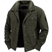 billige grafiske jakker og kåper for menn-brodert fleecejakke for menn sherpa trucker jakke arbeid cargo jakke turn-down krage varm vinter bomullsjakke vintage casual gå ut jakke multilommer