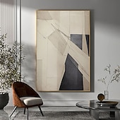 billiga Stilleben-stor abstrakt canvaskonst handgjord grå minimalistisk abstrakt målning handmålad nordisk abstrakt målning för vardagsrum abstrakt målning boho abstrakt väggkonst på duk stor canvasmålning