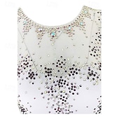 abordables Robes de Patinage Artistique-Figure Skating Dress Women's Girls' Ice Skating Dress Blue White Red High Elasticity Training Competition Skating Wear Classic Crystal / Rhinestone Long Sleeve Ice Skating Figure Skating