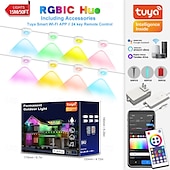 abordables Lumières intelligentes-Lampes LED encastrées intelligentes lumières extérieures permanentes Eternity avec application télécommande Wifi Bluetooth lumières d&#039;avant-toit RGBIC étanches IP67 pour éclairage extérieur de maison