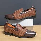 economico Semi-formale-mocassini da uomo in similpelle con motivo coccodrillo marrone e dettaglio nappa – eleganti scarpe eleganti slip-on per occasioni formali e abbigliamento da ufficio