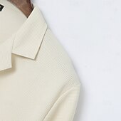abordables Polo classique pour homme-Homme Polos gaufrés Polos Plein Air Entreprise Collier cubain manche longue Mode basique Couleur unie Col en V Automne Hiver Toutes Saisons Standard Noir Blanche Bleu Kaki Grise Polos gaufrés
