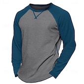 economico magliette di base-Per uomo Maglietta Camicia a Maniche Lunghe Felpa Manica Lunga Girocollo Estate Tinta unica Quotidiano Casual Stile da Strada Blocco di colore All&#039;aperto Streetwear Casual Nero Blu Grigio chiaro