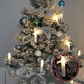お買い得  クリスマスのあかり-20LED キャンドルストリングライト USB 電源 LED 温白色 クリップオン フレームレス コーンキャンドル 新年 ホリデー ファミリー パーティー ホリデー ホーム クリスマスツリー デコレーション ライト