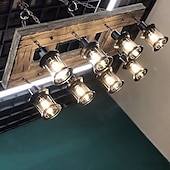 abordables Suspension-95cm LED longue bande rétro lustre en bois avec abat-jour en verre corde suspension 8 têtes blanc chaud lumières luminaire décoratif rétro rustique antique plafonnier AC110V AC220V