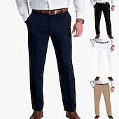 billiga Smal-Herr Kostymbyxor Långbyxor Ficka Rakt ben Slät Komfort Mjuk Fullängd Bröllop Utomhus Företag Mode Streetwear Svart Vit