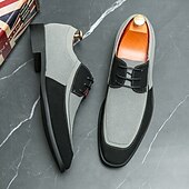 abordables Semi-formel-chaussures oxford à lacets de style vintage pour hommes – design en toile bicolore et similicuir pour une tenue formelle et décontractée