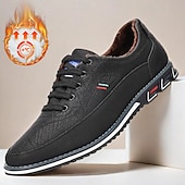 economico Sneakers da uomo-scarpe casual da uomo in similpelle nera con suola colorata e calda fodera in peluche: eleganti calzature con lacci per il comfort e la versatilità di tutti i giorni